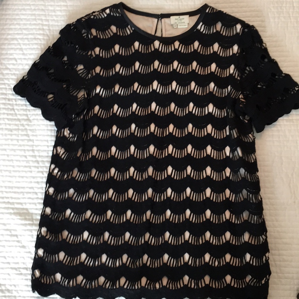 ♠️KATE SPADE LIVE COLORFULLY BLACK CROCHET  BLOUSE